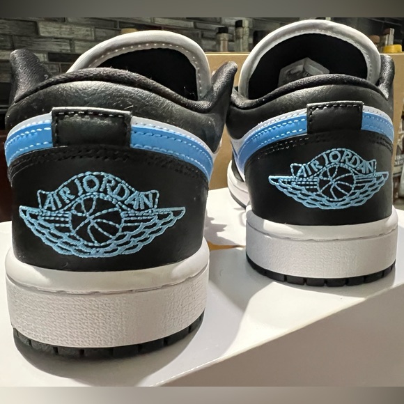 Women’s Jordan 1 Low Black University Blue- White Size 7.5; worn once for photos - Picture 5 of 9